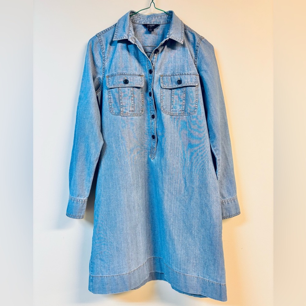 J. Crew Denim Blue Chambray Shirt Dress